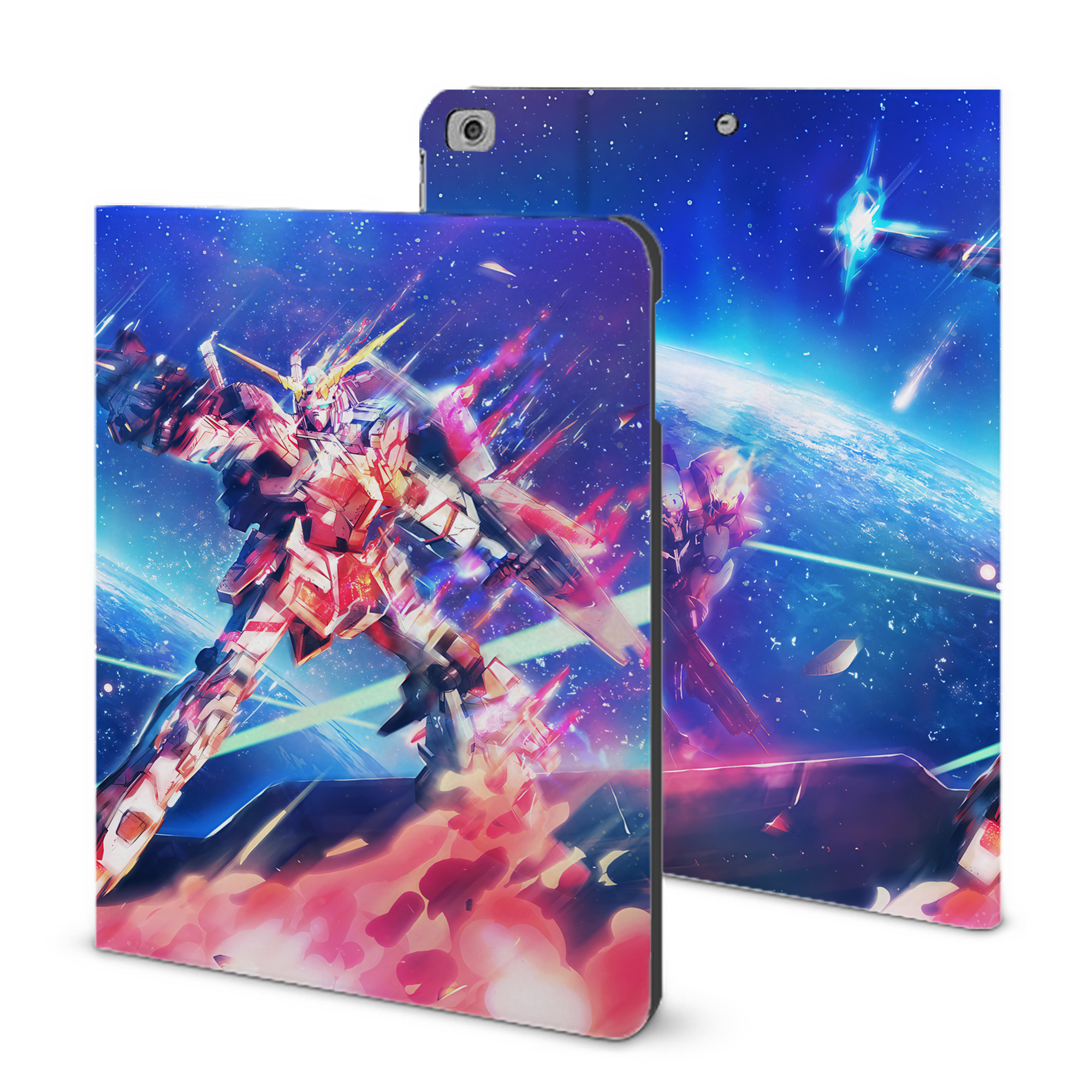 （画像用） 機動戦士ガンダム Mobile Suit Gundam IPad ケース ブック型 PUレザー TPU 耐衝撃 軽量 薄型 ペン収納なし 全面保護 IPad 各モデル対応